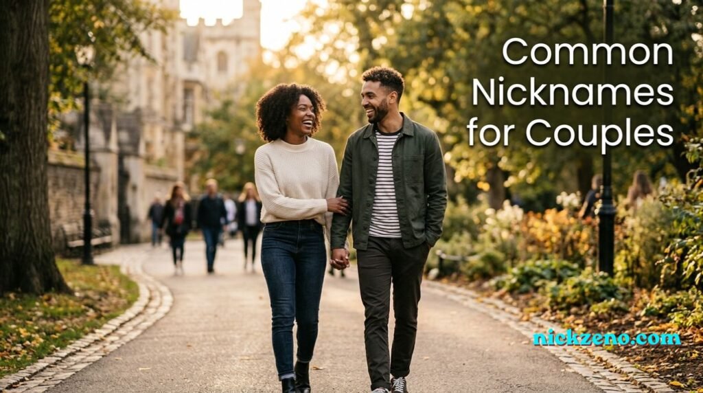 Young couple enjoying a romantic walk